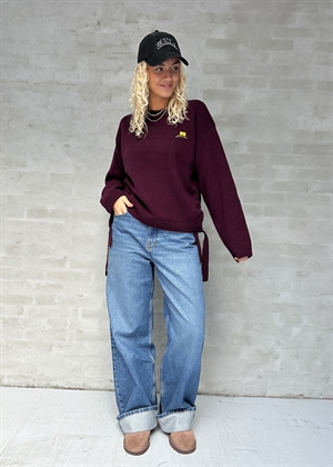 Future wool mix oversized o-neck strik Burgundy K2631 Ganni